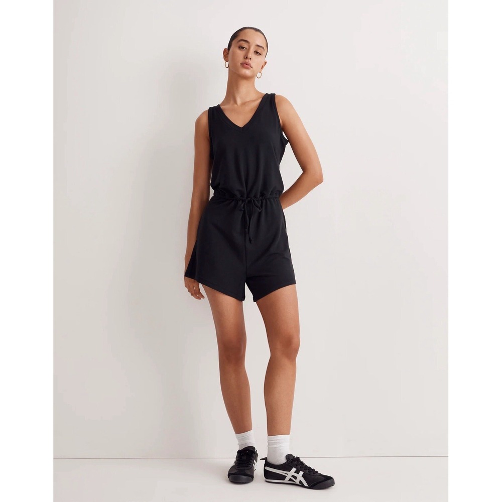 Madewell Romper Womens XS Black Athleisure Travel Comfy Summer Beachy Activewear